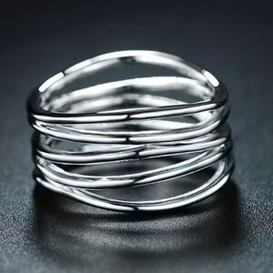 Bands multiple Sculptural Statement Ring silver costume jewelry plated assorted…